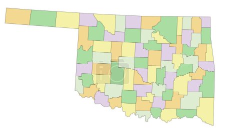 Ilustración de Oklahoma - Mapa político editable altamente detallado. - Imagen libre de derechos