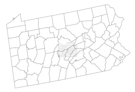 Ilustración de Mapa ciego de Pensilvania altamente detallado. - Imagen libre de derechos