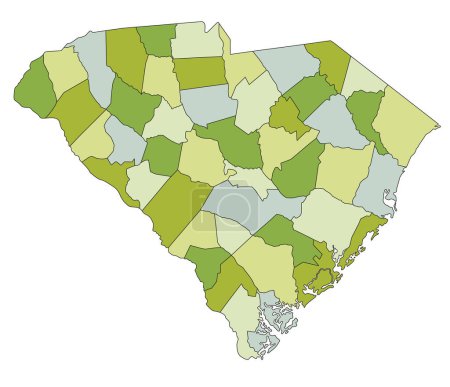 Ilustración de Mapa político editable altamente detallado con capas separadas. Carolina del Sur. - Imagen libre de derechos