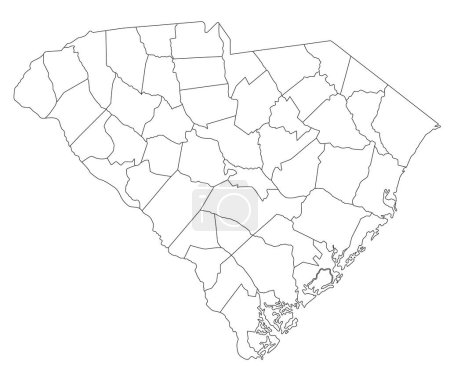 Ilustración de Mapa ciego de Carolina del Sur altamente detallado. - Imagen libre de derechos