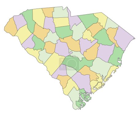 Ilustración de Carolina del Sur - Mapa político editable altamente detallado. - Imagen libre de derechos