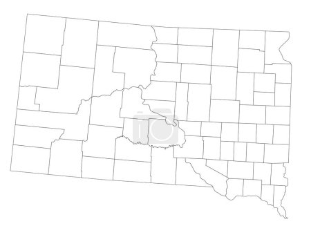 Téléchargez les illustrations : Carte Aveugle du Dakota du Sud très détaillée. - en licence libre de droit