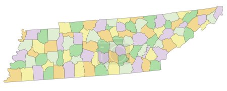 Ilustración de Tennessee - Mapa político altamente detallado y editable. - Imagen libre de derechos