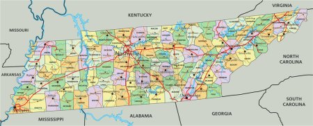 Illustration for Tennessee - Highly detailed editable political map with labeling. - Royalty Free Image