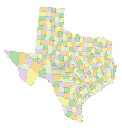 Téléchargez les illustrations : Texas - Carte politique modifiable très détaillée. - en licence libre de droit