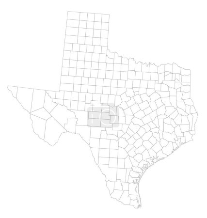 Ilustración de Mapa ciego de Texas altamente detallado. - Imagen libre de derechos
