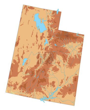 Ilustración de Mapa físico detallado de Utah. - Imagen libre de derechos