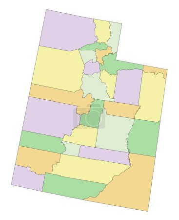 Ilustración de Utah - Mapa político editable altamente detallado. - Imagen libre de derechos