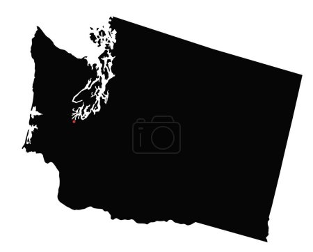 Ilustración de Mapa altamente detallado de Washington Silhouette. - Imagen libre de derechos