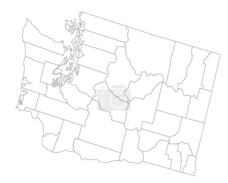 Illustration for Highly Detailed Washington Blind Map. - Royalty Free Image