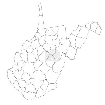 Téléchargez les illustrations : Carte aveugle très détaillée de Virginie-Occidentale. - en licence libre de droit