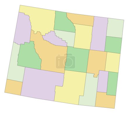 Téléchargez les illustrations : Wyoming - Carte politique éditable très détaillée. - en licence libre de droit