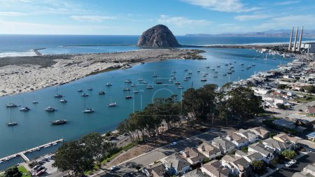 Photo for Panoramic View At Morro Bay In California United States. Nature Travel Background. Seascape Landscape. Panoramic View At Morro Bay In California United States. - Royalty Free Image