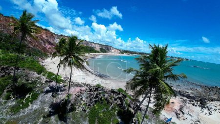 Photo for Tabatinga Beach At Conde In Paraiba Brazil. Beach Landscape. Travel Destination. Nature Background. Outdoors Aerial. Tabatinga Beach At Conde Paraiba Brazil. - Royalty Free Image