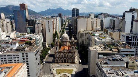 Foto de Vista aérea panorámica de Río de Janeiro Brasil. Monumento internacional de viajes. Destino de vacaciones - Imagen libre de derechos