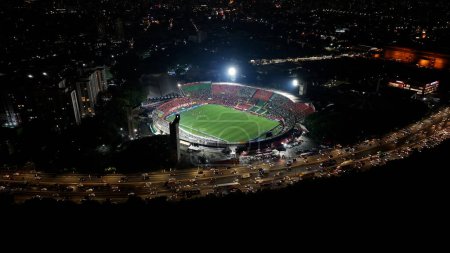 Photo for Canide Stadium In Sao Paulo Brazil. Cityscape Night Scape. Soccer Stadium. Sao Paulo Brazil. Football Field. Canide Stadium In Sao Paulo Sao Paulo Brazil. - Royalty Free Image