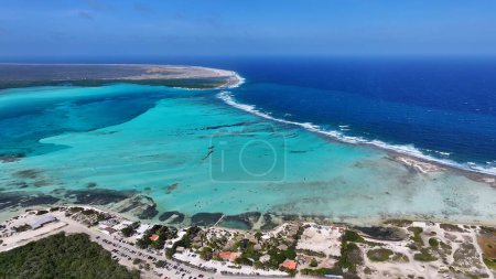 Sorobon Beach At Kralendijk In Bonaire Netherlands Antilles. Island Beach. Blue Sea Landscape. Kralendijk At Bonaire Netherlands Antilles. Tourism Background. Nature Seascape.