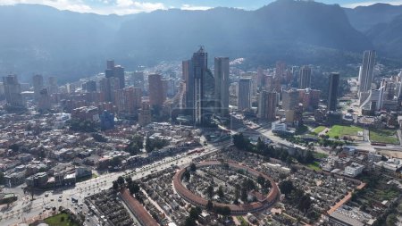 Financial Center At Bogota In District Capital Colombia. High Rise Buildings Landscape. Cityscape Background. Bogota At District Capital Colombia. Downtown City. Urban Outdoor.
