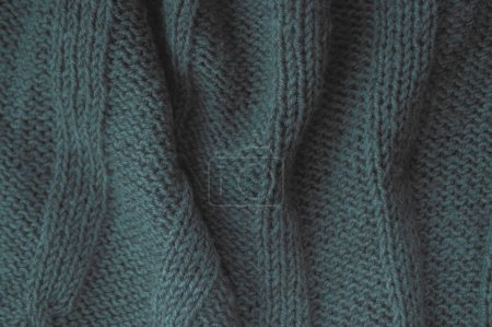Photo for Knitted Print. Abstract Wool Design. Structure Knitwear Holiday Background. Detail Pattern Knit. Dark Macro Thread. Nordic Xmas Plaid. Soft Jumper Cashmere. Fiber Knitted Print. - Royalty Free Image