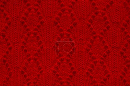 Photo for Weave Abstract Wool. Vintage Woven Sweater. Detail Jacquard Xmas Background. Cotton Knitted Fabric. Red Soft Thread. Nordic Warm Blanket. Linen Yarn Embroidery. Knitted Wool. - Royalty Free Image