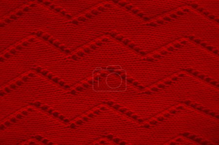 Photo for Abstract Wool. Vintage Woven Design. Cotton Knitwear Christmas Background. Weave Knitted Wool. Red Detail Thread. Nordic Winter Jumper. Fiber Blanket Cashmere. Macro Knitted Fabric. - Royalty Free Image