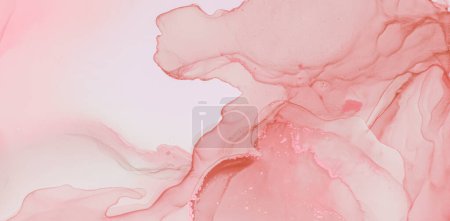 Photo for Elegant Liquid Marble. Abstract Background. Art Color Texture. Acrylic Drops. Gentle Ink Effect. Alcohol Pink Marble. Gold Wallpaper. Fluid Creative Paint. Ethereal Luxury Marble. - Royalty Free Image