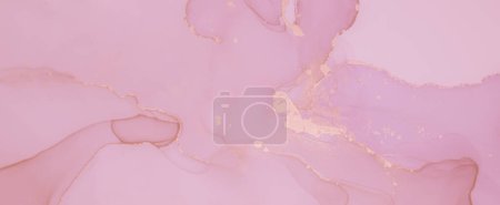 Photo for Gold Ink Wash Pastel. Abstract Wallpaper. Oil Color Effect. Acrylic Splash. Pink Fluid Pattern. Alcohol Ink Wash. Delicate Mix. Gradient Marble Painting. Watercolor Ink Pastel. - Royalty Free Image