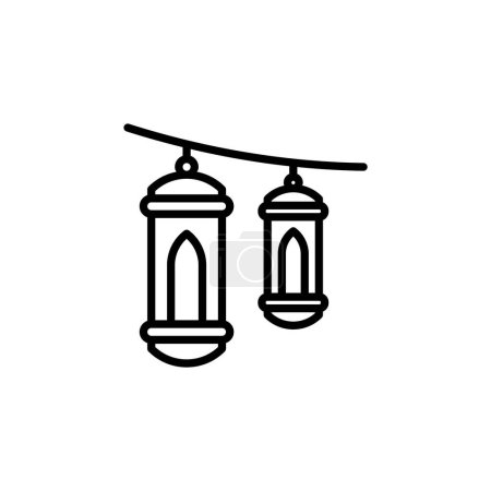 Téléchargez les photos : Illustration vectorielle de l'icône de lanterne Ramadan avec le style de contour. adapté à n'importe quel usage. isolé sur fond transparent - en image libre de droit