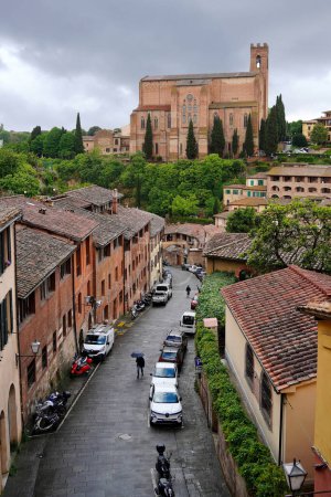 Photo for Rainy day in Siena, Italy. View of San Domenico church. 10.05.2023 - Royalty Free Image