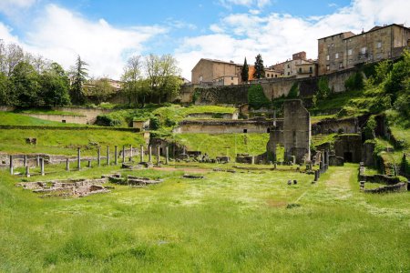 Photo for Ruins of the ancient Roman Theatre and Etruscan Acropolis in Voltera, Italy - Royalty Free Image