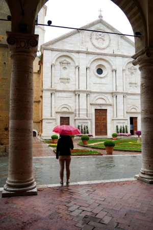 Photo for Rainy day in Pienza, beautiful renaissance town in Tuscany, Italy. 12.05.2023 - Royalty Free Image