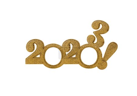 2023 numbers isolated. Carnival glasses in the form of numbers 2023 isolated on a white background.