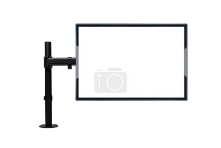 Photo for Monitor on a desktop metal mount on a white background. - Royalty Free Image