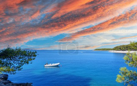 Photo for Beach and boats on the Adriatic coast. Primosten, Croatia. - Royalty Free Image