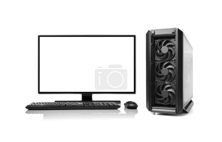 Desktop-Computer isoliert auf breitem Hintergrund