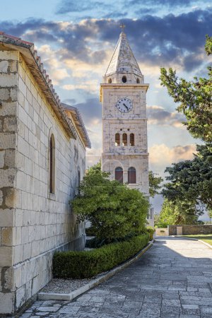 Photo for St. Georges Church made of white limestone in Primosten, Croatia. - Royalty Free Image