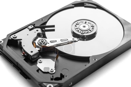 Photo for Open hard disk drive. Computer hard drive HDD. Computer memory. - Royalty Free Image