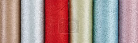 Photo for Yarn rope and fabric white background isolated style. - Royalty Free Image