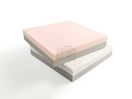 Photo for Mattress bed sponge section on the isolated white background. - Royalty Free Image