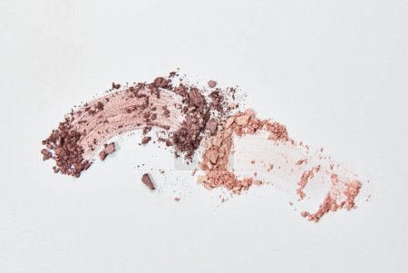 Photo for Crushed eyeshadow isolated on white background, green, brown color style. - Royalty Free Image