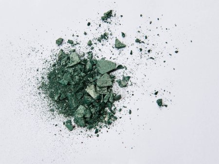 Photo for Crushed eyeshadow isolated on white background, green, brown color style. - Royalty Free Image
