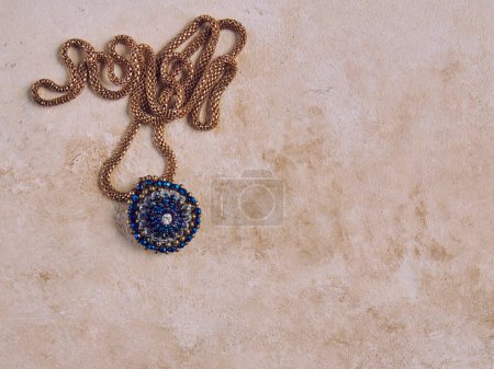 Photo for Elegant jewelry set ring, necklace and earrings with diamonds.Product still life concept. Modern and decorative textured background. - Royalty Free Image