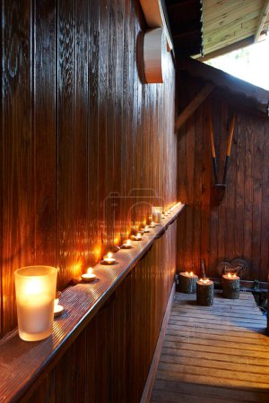 Téléchargez les photos : Bougie de sauna avec style bois. - en image libre de droit