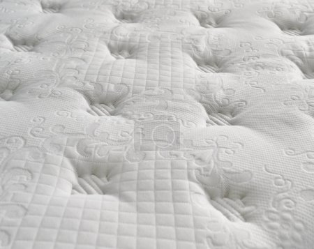 Bed surface close up style, quilted face, white.