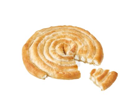 Delicious round pastry with cheese isolated.