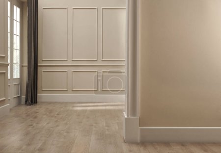 Foto de Estilo de habitación interior de pared clásica, vacío, concepto de primer plano. Decoración de plantas y alfombras. - Imagen libre de derechos