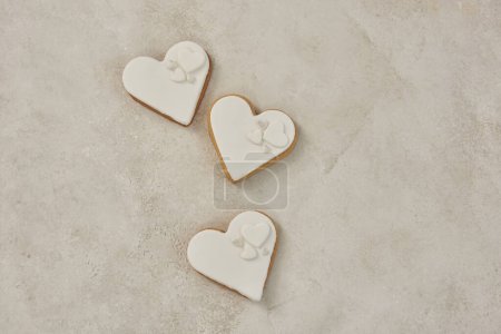 Photo for Heart cookies engagement wedding organization on the table style up view. - Royalty Free Image