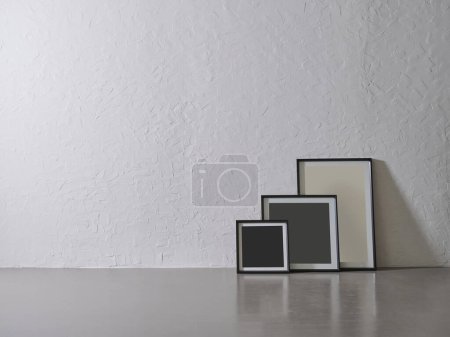Photo for Grey stone wall background and frame style interior room decoration. - Royalty Free Image