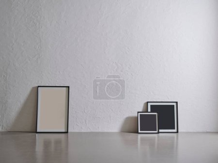 Photo for Grey stone wall background and frame style interior room decoration. - Royalty Free Image