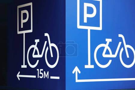 Road sign Bicycle parking after 15 meters                               